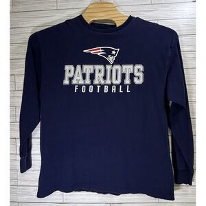 New England Patriots NFL Tee Shirt Men XL Blue Round Neck Cotton Front Print